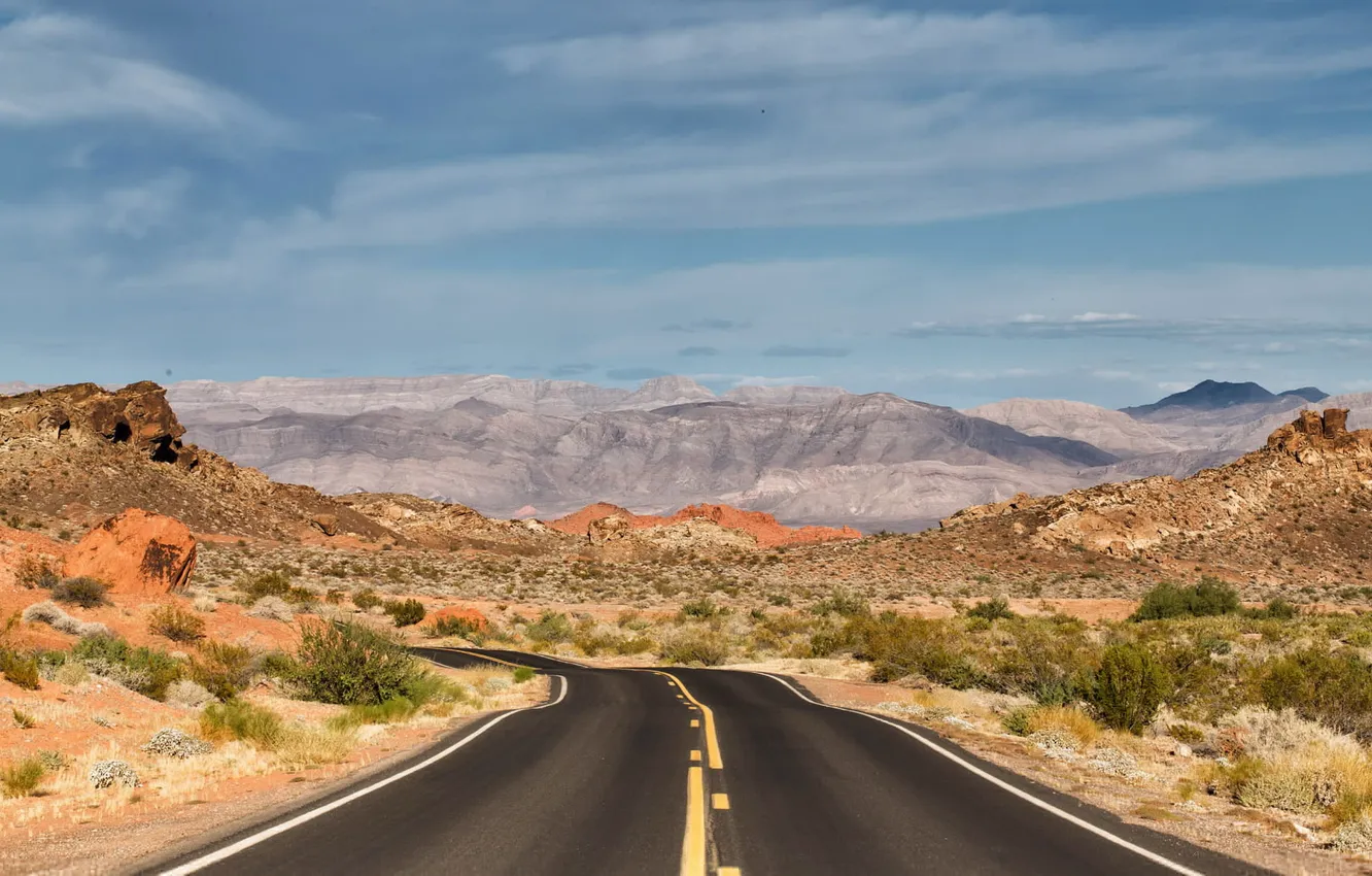 Photo wallpaper road, landscape, mountains