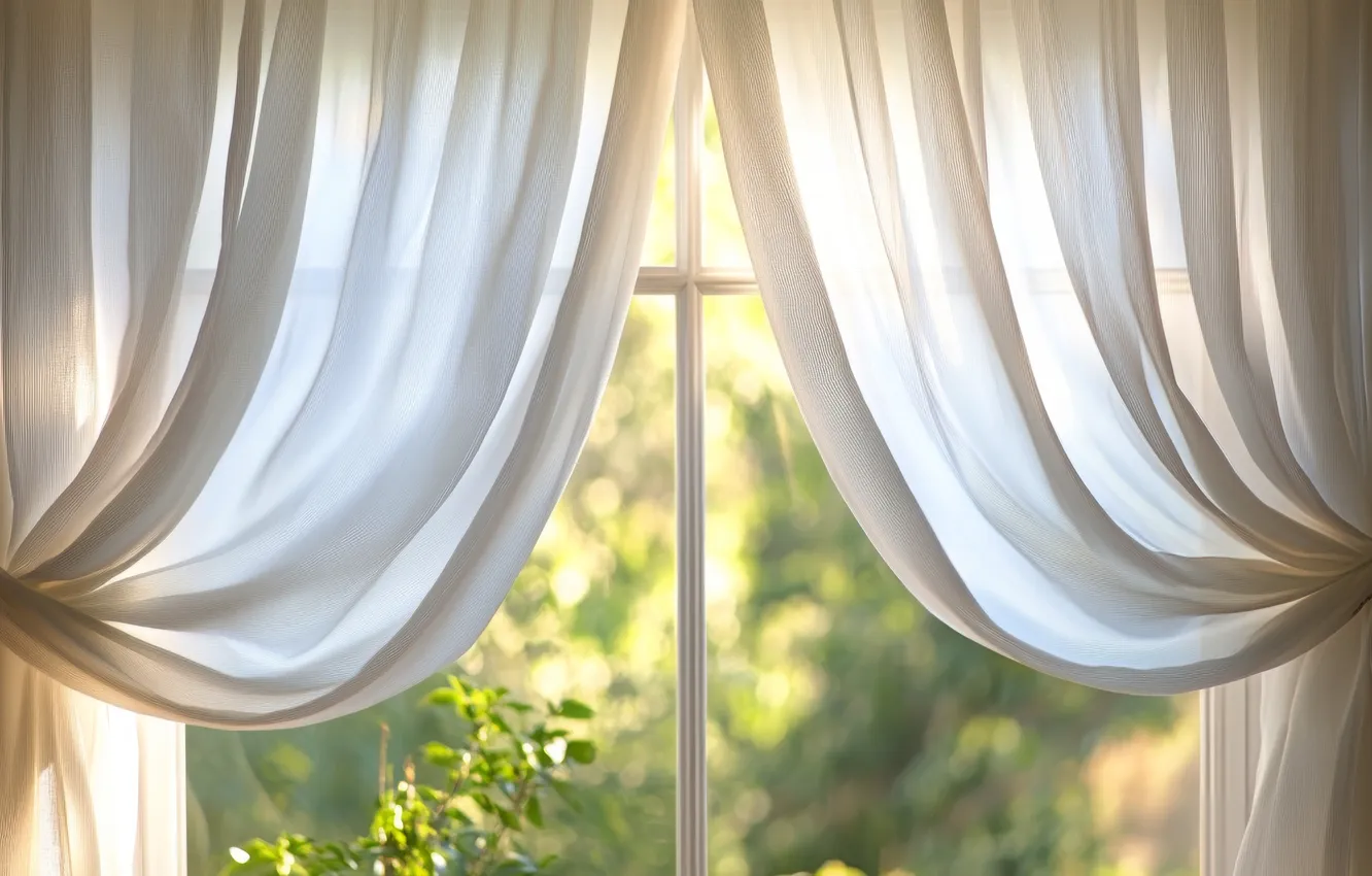 Photo wallpaper summer, glass, leaves, light, branches, nature, mood, frame