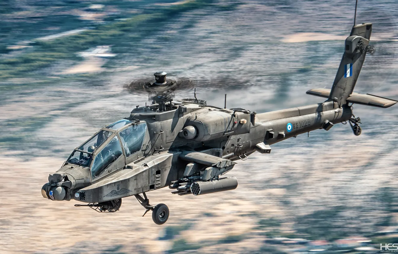 Photo wallpaper Speed, Apache, AH-64 Apache, Chassis, Attack helicopter, Cockpit, HESJA Air-Art Photography, Boeing AH-64D Apach