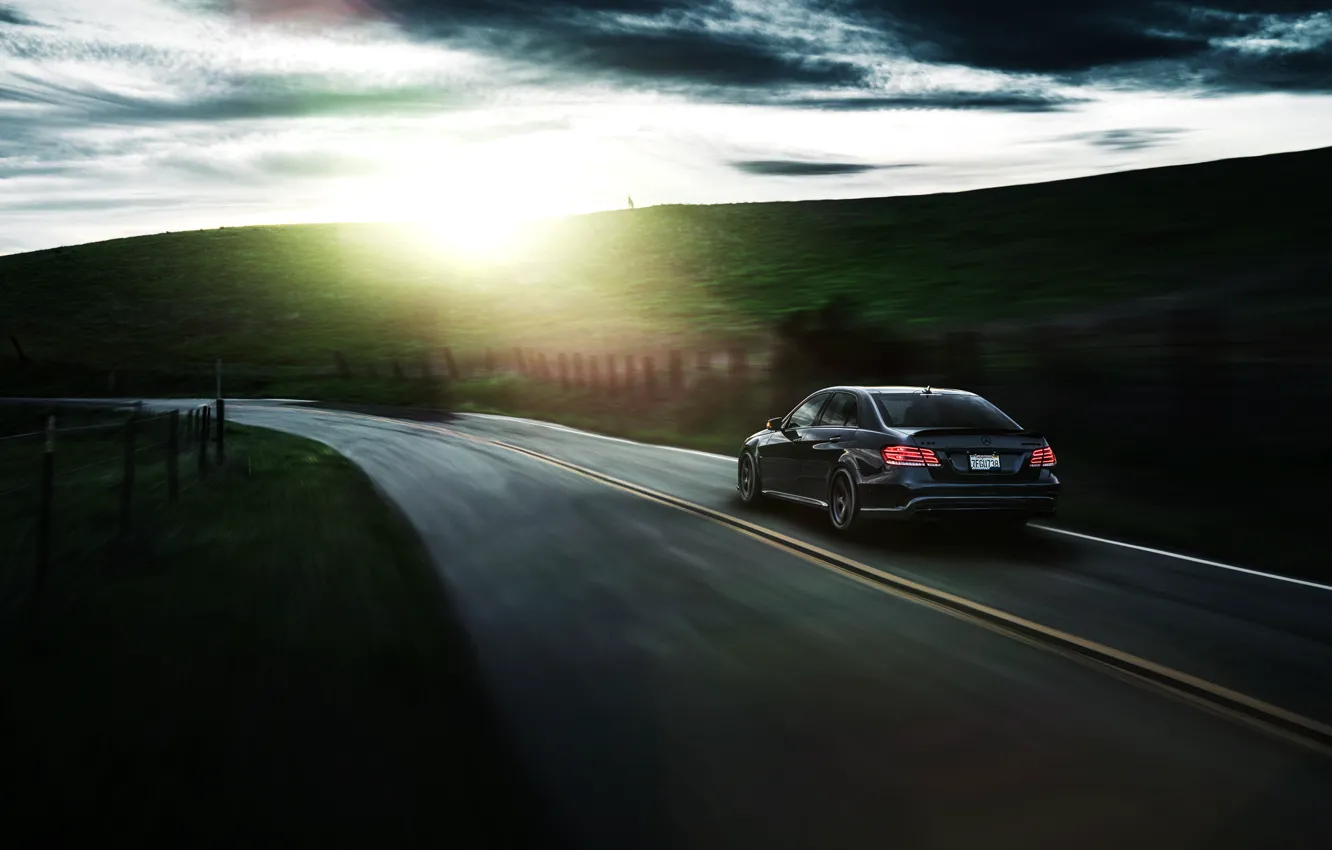 Photo wallpaper Mercedes-Benz, Nature, California, Motorsport, Summer, Sonic, E63, Rear