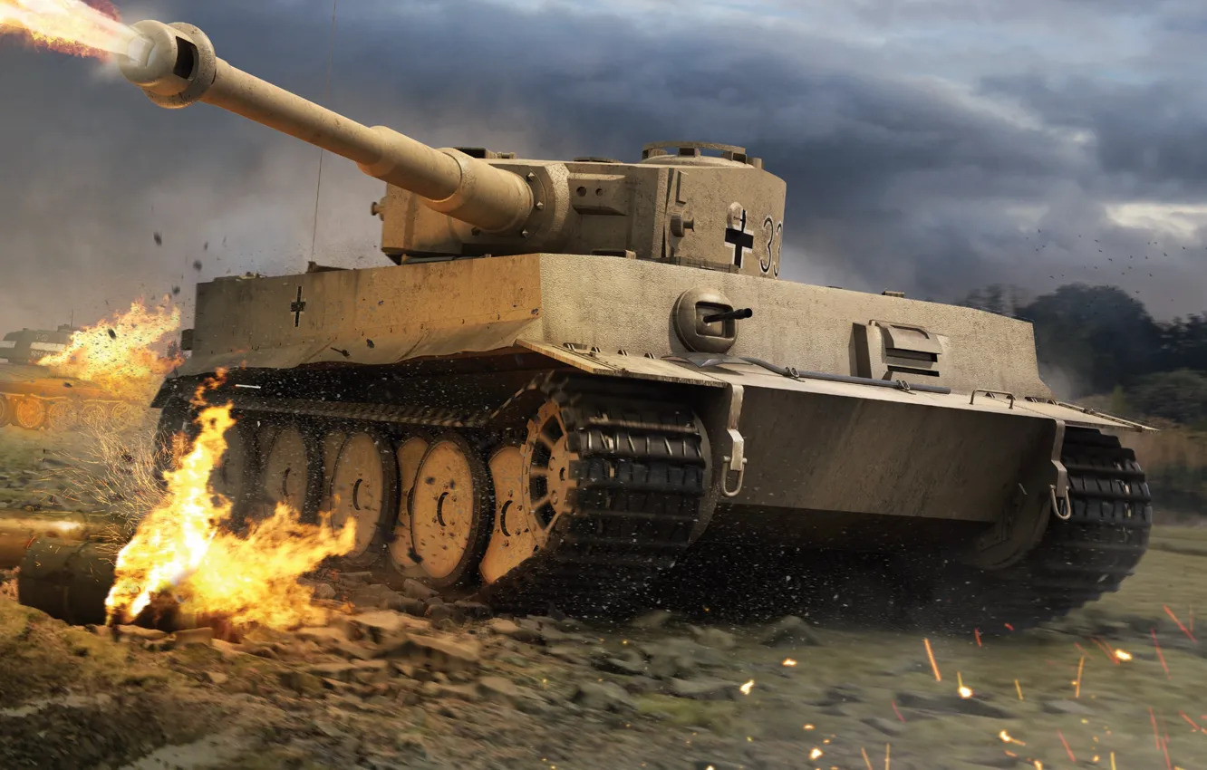 Photo wallpaper lights, Pz.VI Tiger Ausf. H1, Germany, Tiger 1