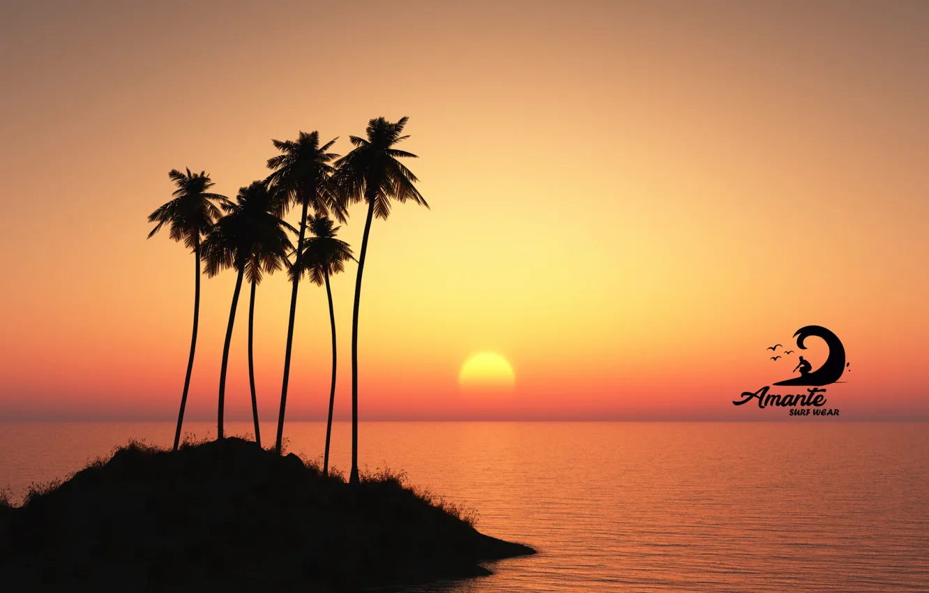 Photo wallpaper logo, sunset, LOVER, Landscape