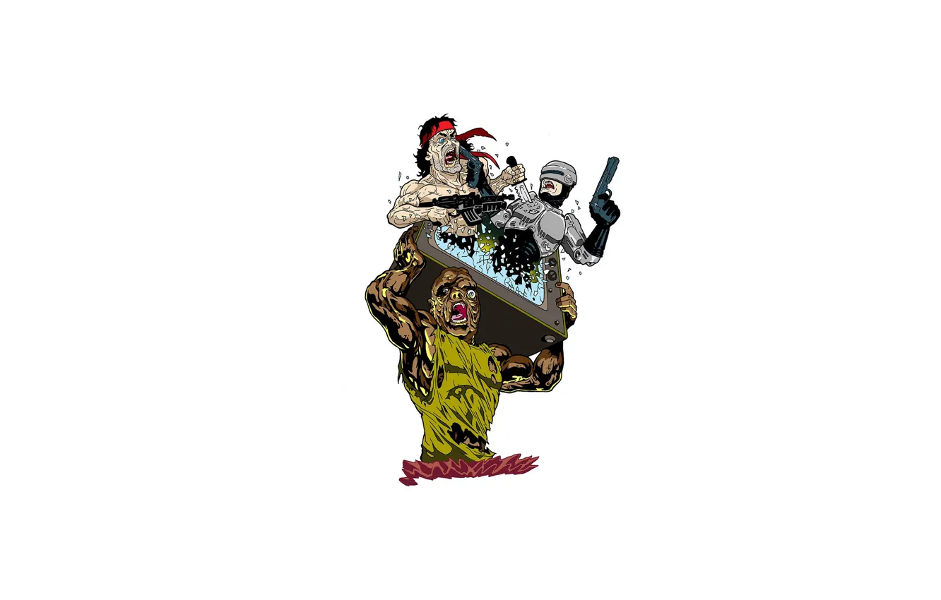 Photo wallpaper TV, zombies, superhero, Robocop, Rambo