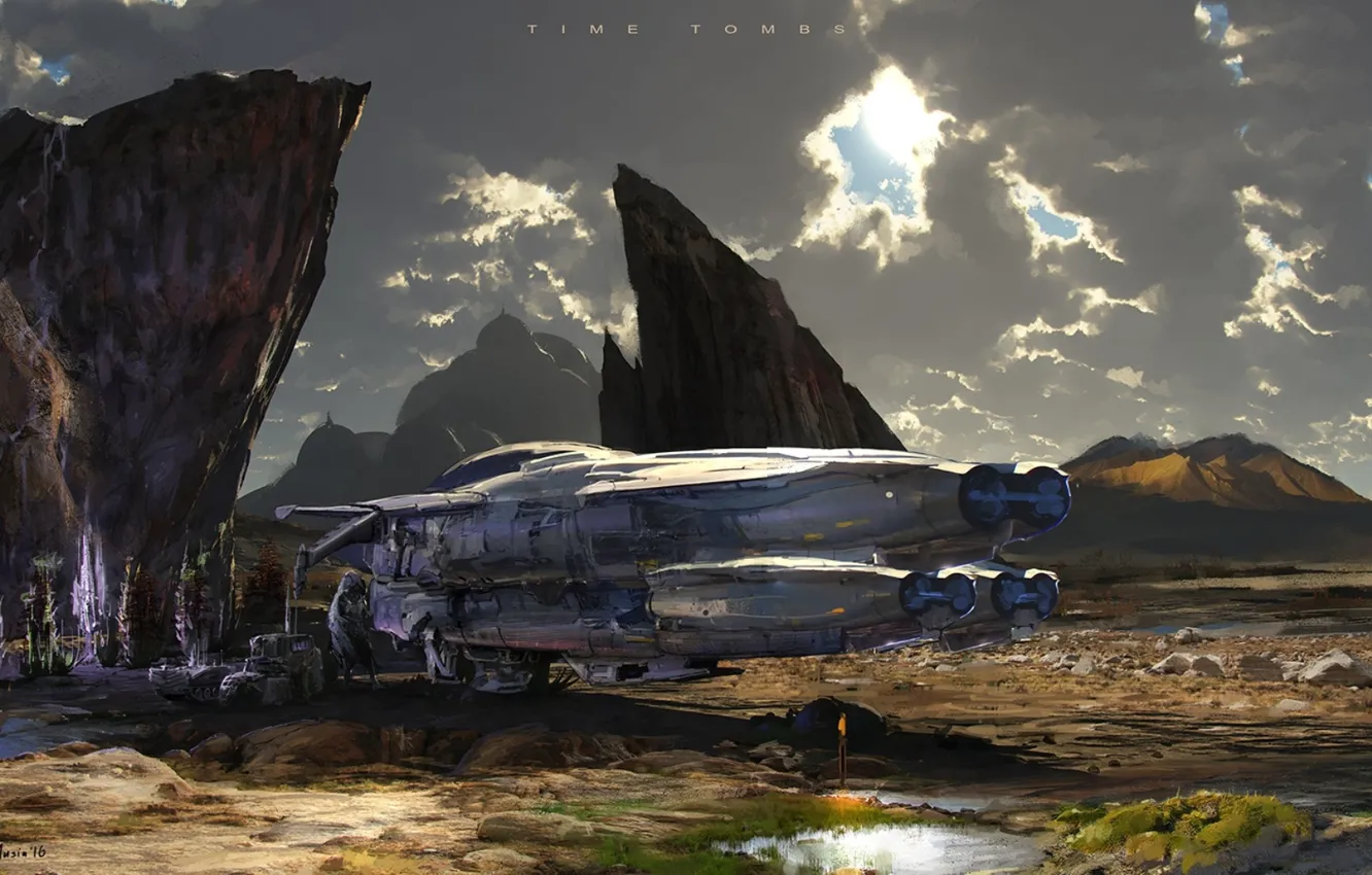 Photo wallpaper mountains, aircraft, Sergey Musin, A Halted Journey, time tombs