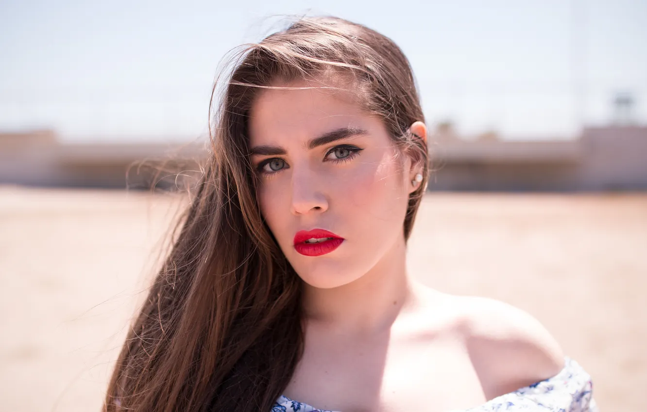 Photo wallpaper eyes, look, girl, face, background, hair, lipstick, lips