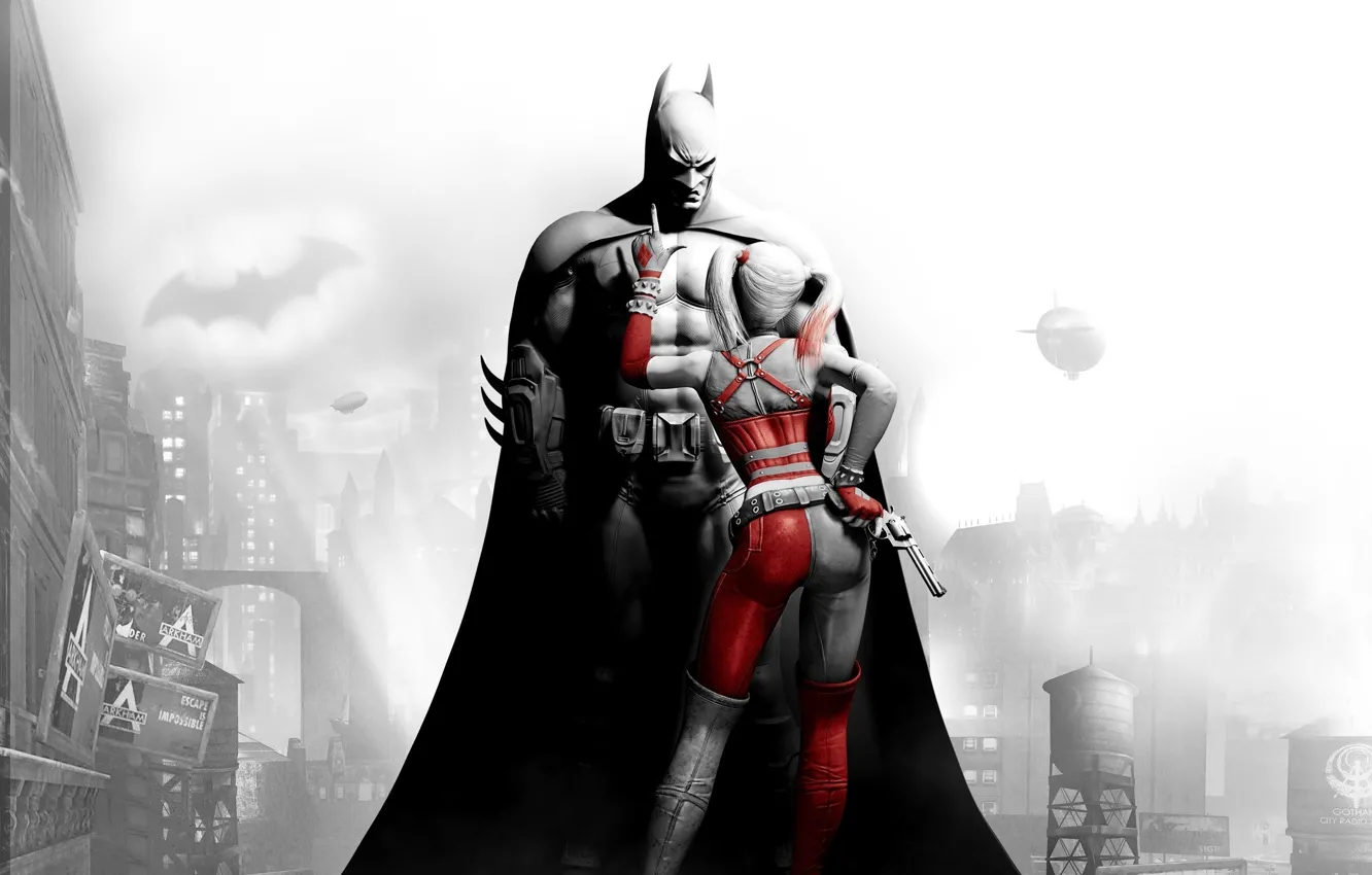 Photo wallpaper gun, Batman, Batman, superhero, comic, Batman Arkham City, harley queen, Jakarta