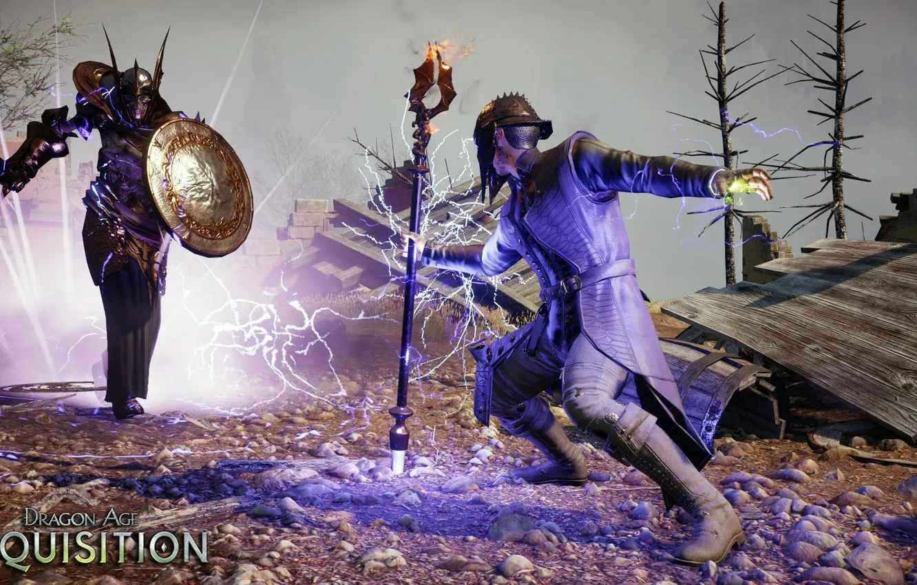 Photo wallpaper magic, sword, shield, the Inquisitor, undead, rpg, Dragon Age, bioware