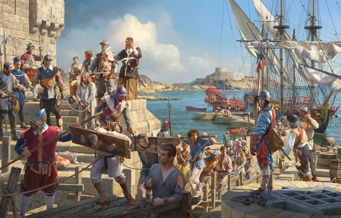 Photo wallpaper ships, Pirates, Art, Art