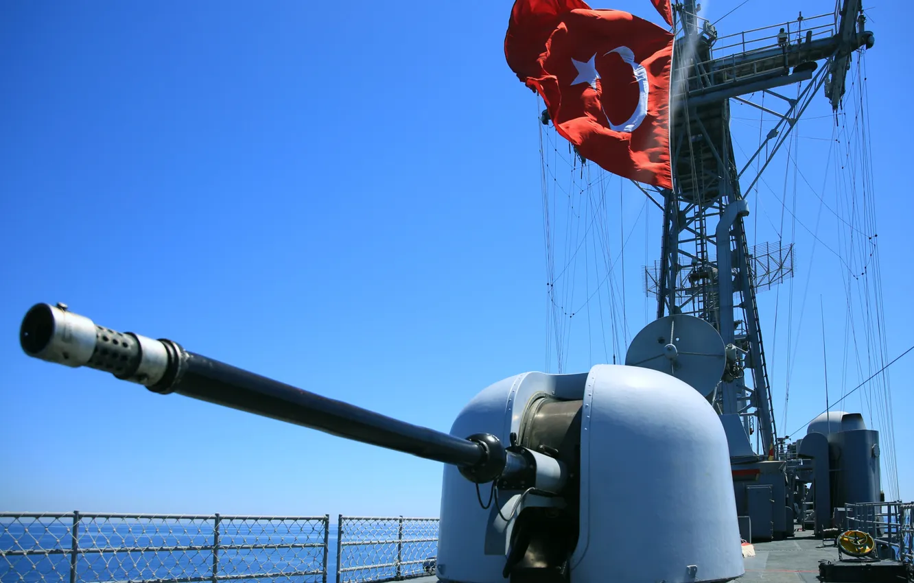 Photo wallpaper 76mm, Oto Melara, gun mount