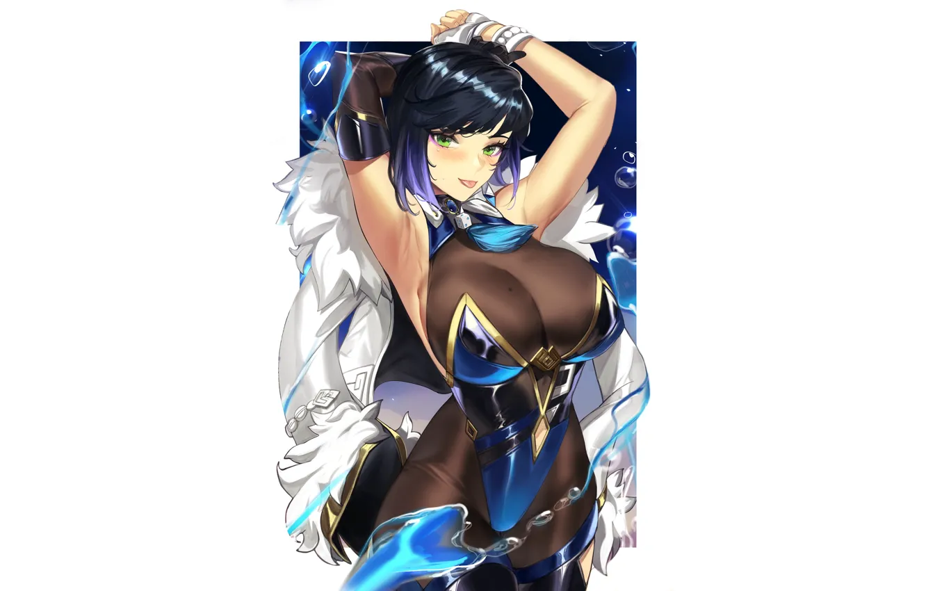 Photo wallpaper kawaii, hot, sexy, pretty, breasts, cute, tights, blue tights