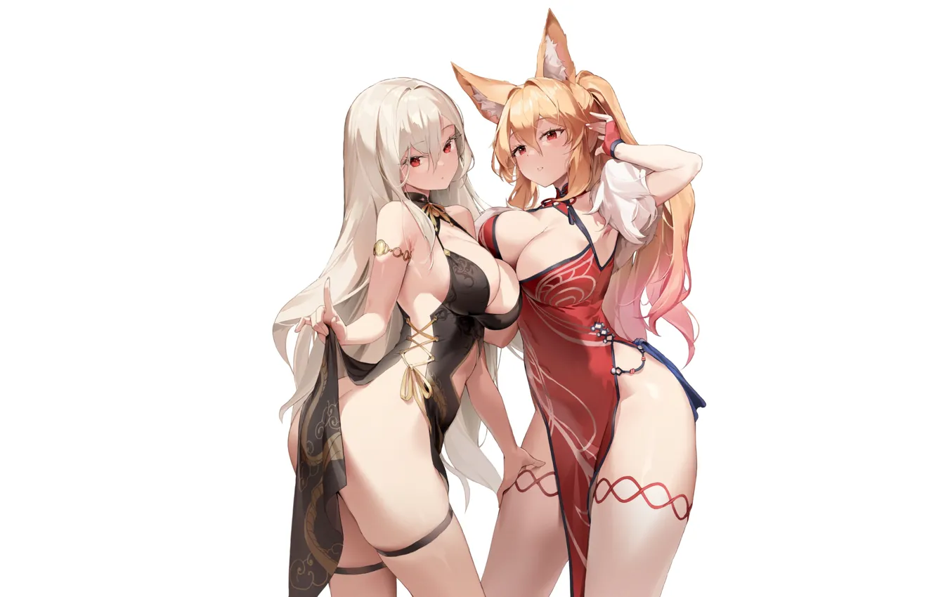 Photo wallpaper girl, hot, sexy, fox, boobs, woman, anime, pretty