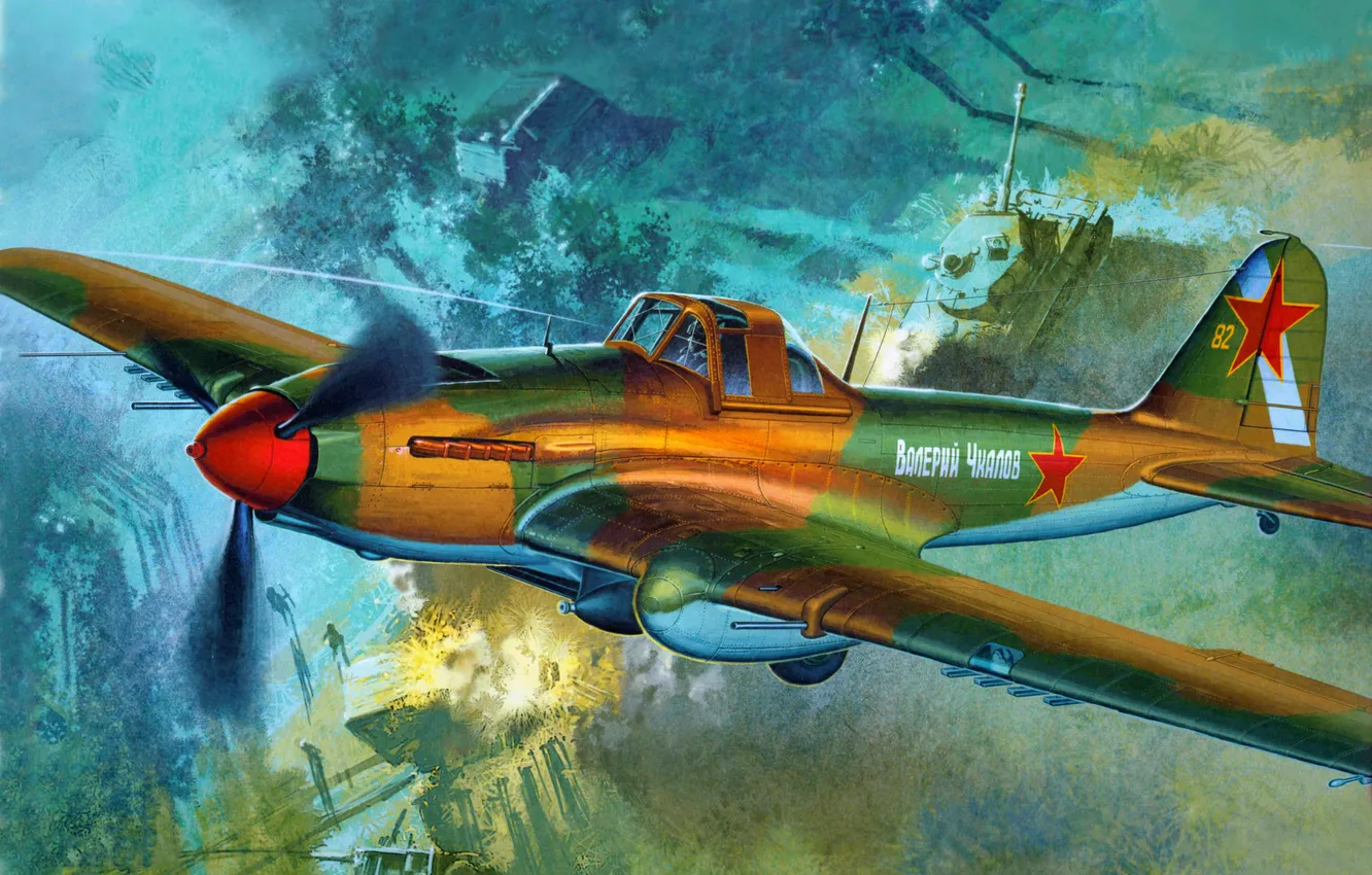 Photo wallpaper Figure, The plane, Screw, USSR, attack, Cabin, Tank, BBC