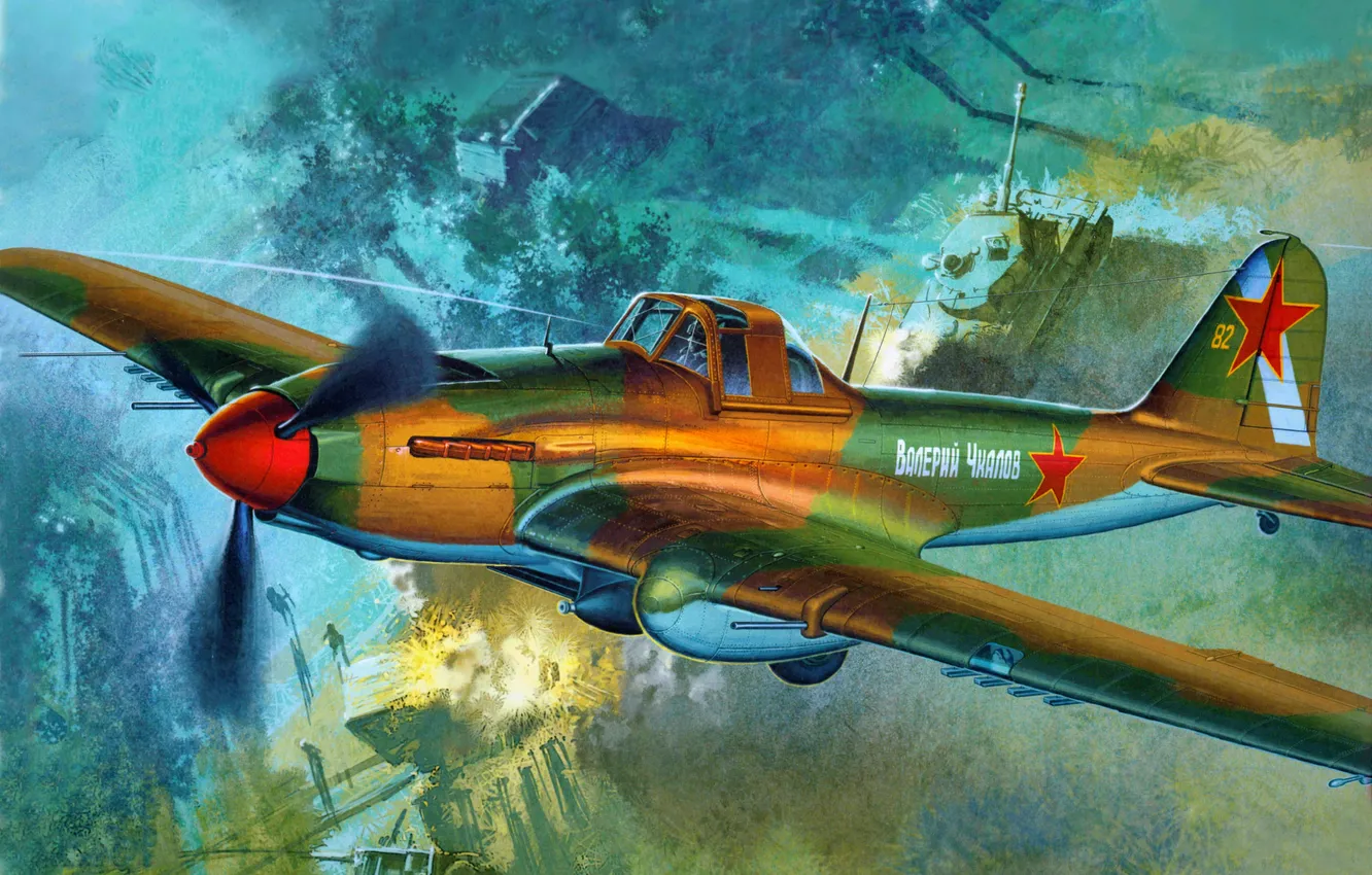 Photo wallpaper figure, screw, tank, cabin, color, USSR, attack, the plane