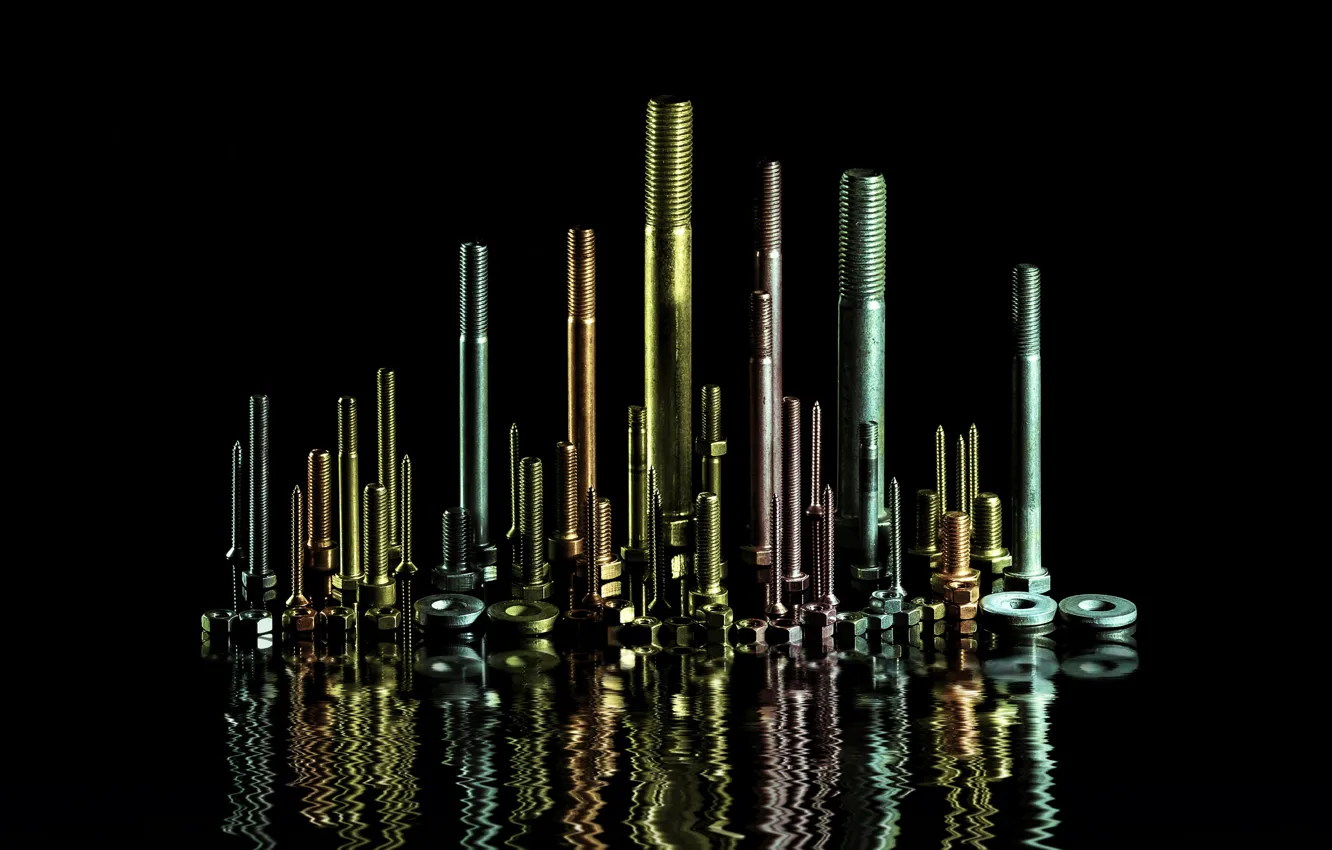 Photo wallpaper bolt, screws, nuts