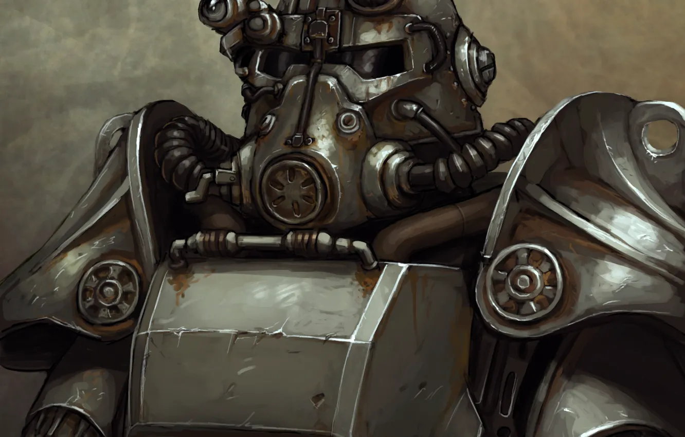 Photo wallpaper helmet, armor, Fallout, art, Bethesda Softworks, Brotherhood of Steel, war never changes, The Brotherhood Of …