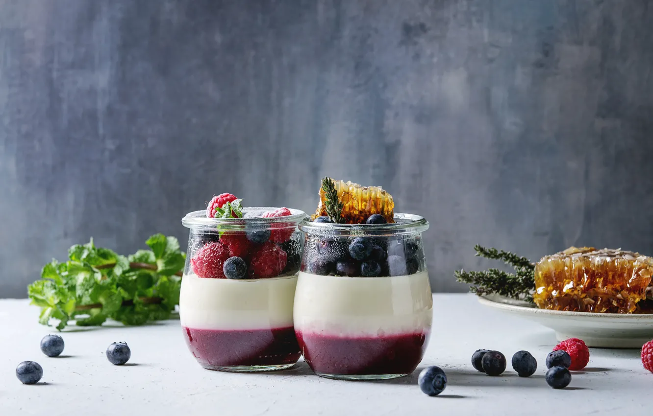 Photo wallpaper berries, dessert, Panna cotta, Natasha Breen
