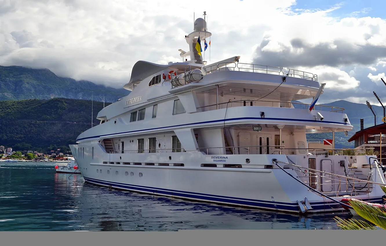 Photo wallpaper the sky, clouds, yacht, luxury, style., sea Bay
