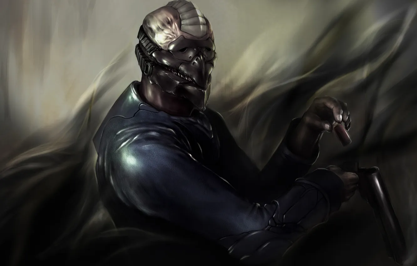 Photo wallpaper weapons, monster, mask, art, cartridges