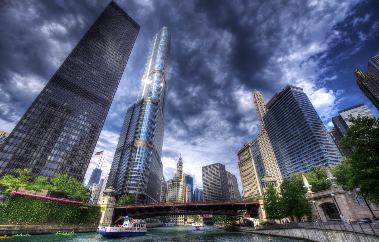 Photo wallpaper the city, building, skyscrapers, Chicago (USA)