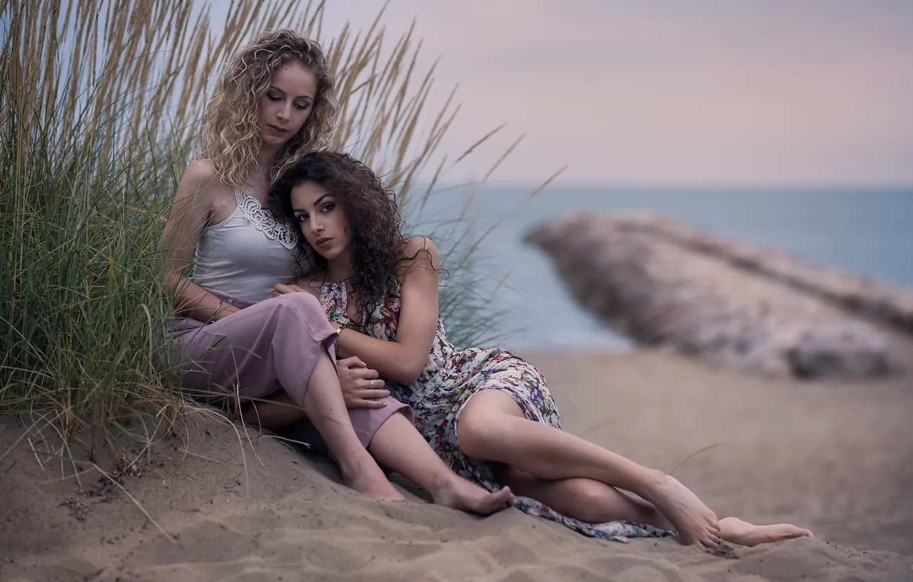 Photo wallpaper sea, girl, shore