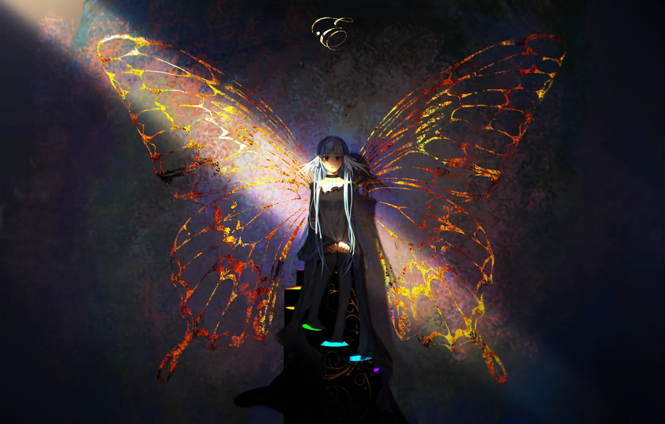 Photo wallpaper girl, wings, E=mc²