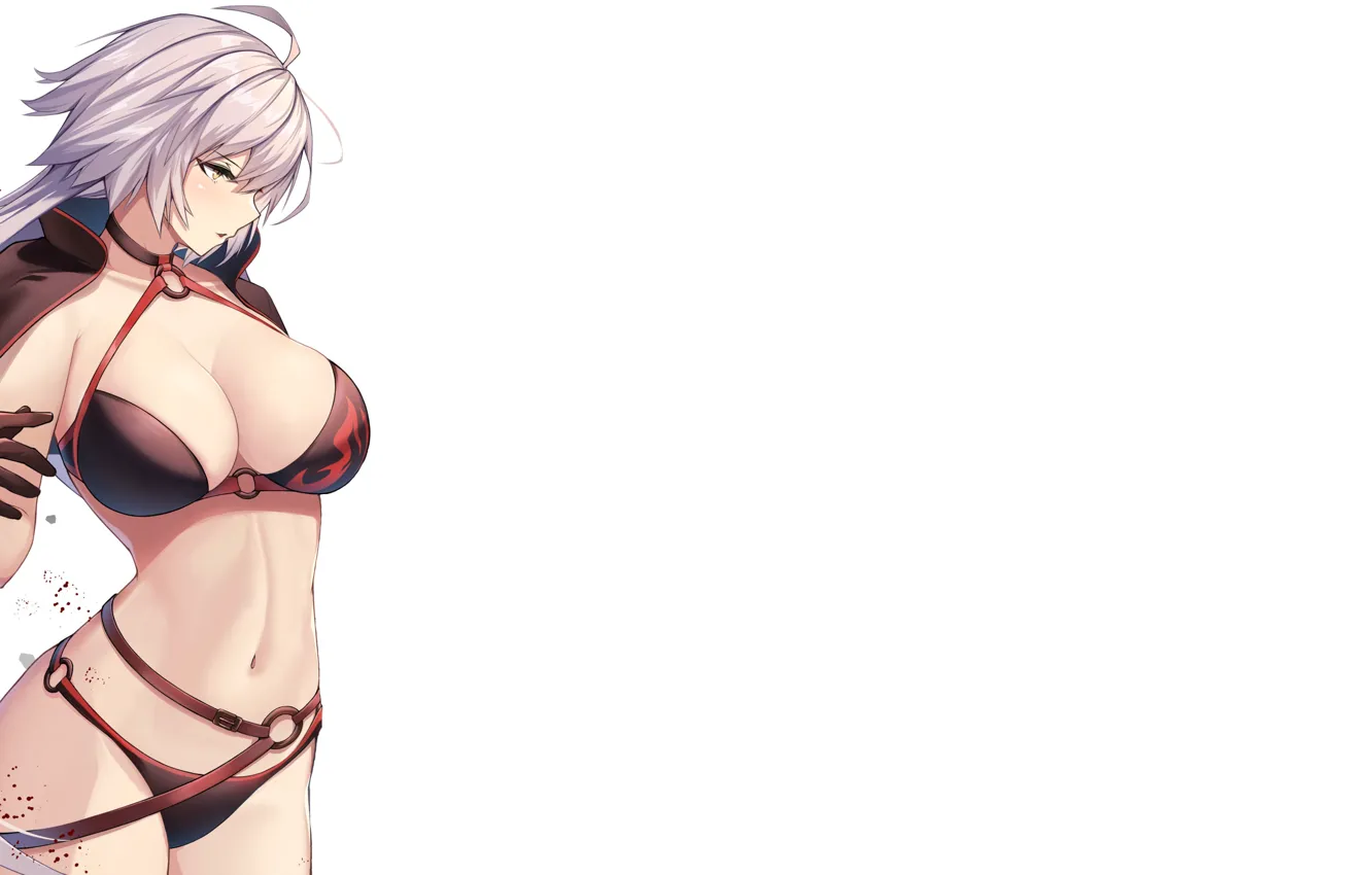 Photo wallpaper hot, sexy, boobs, sexy girl, anime, pretty, bikini, white hair