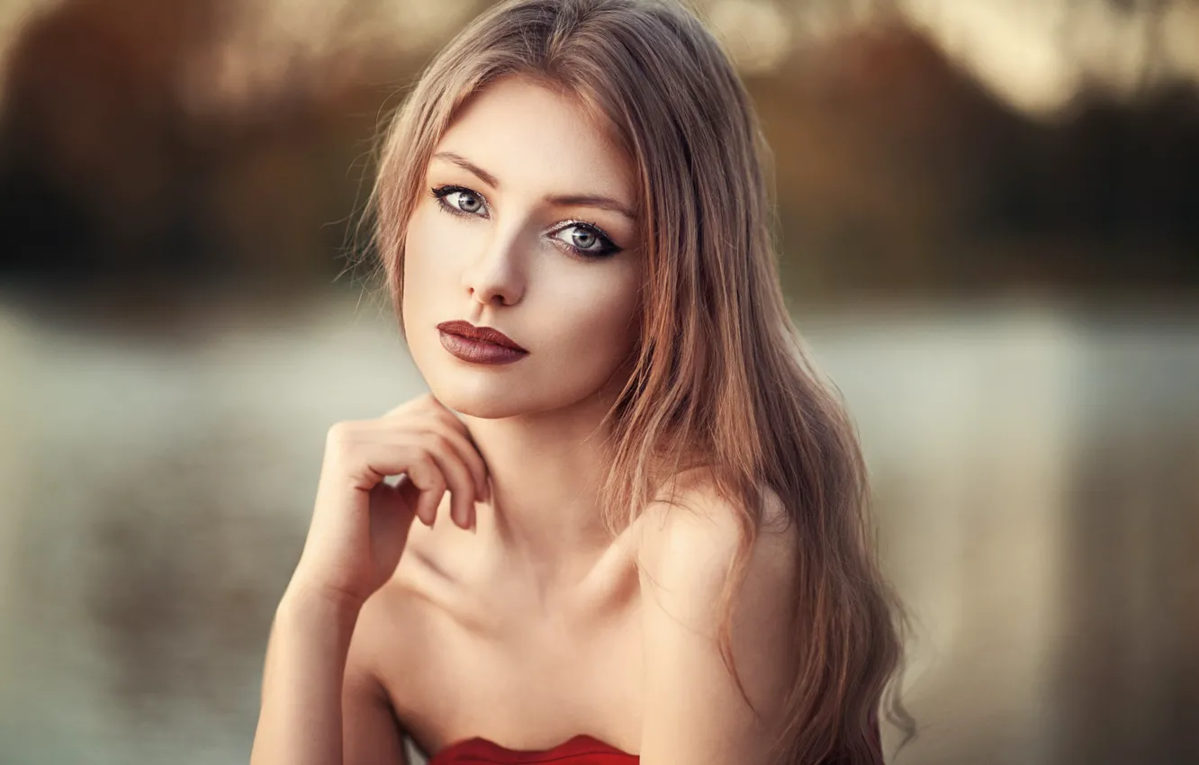 Photo wallpaper girl, dress, blue eyes, photos, model, beauty, lips, face