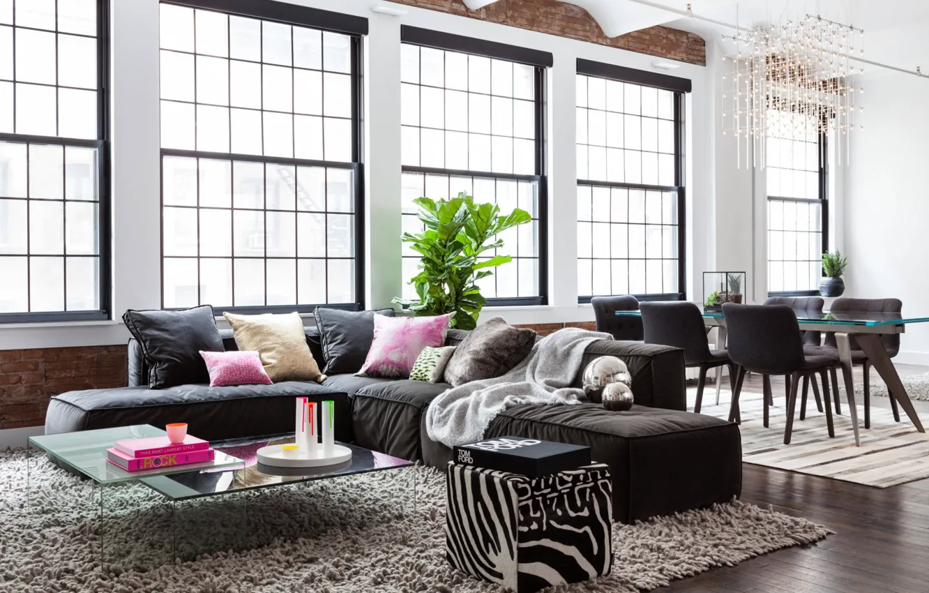 Photo wallpaper interior, living room, dining room, Flatiron Loft