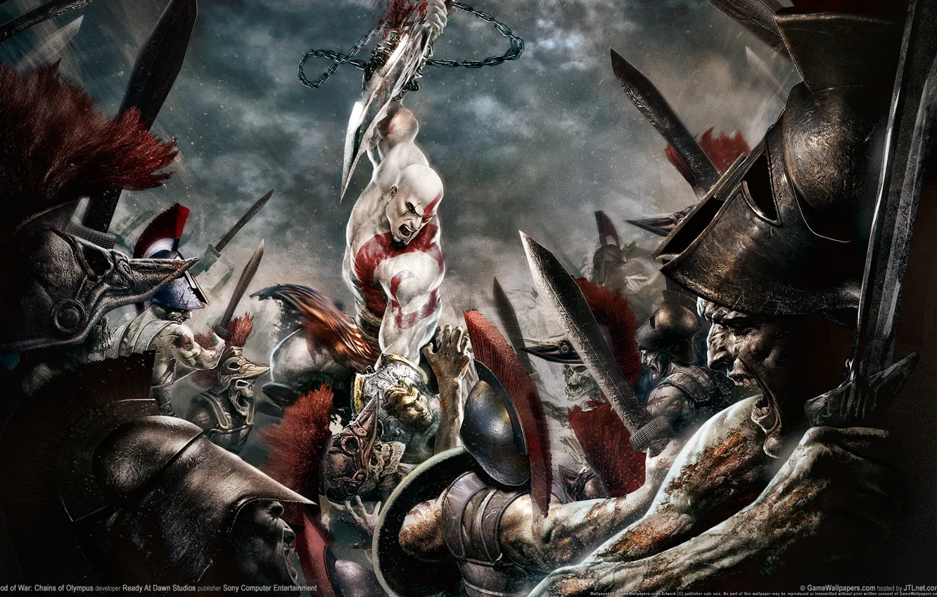 Photo wallpaper kratos, attacks, gof of war