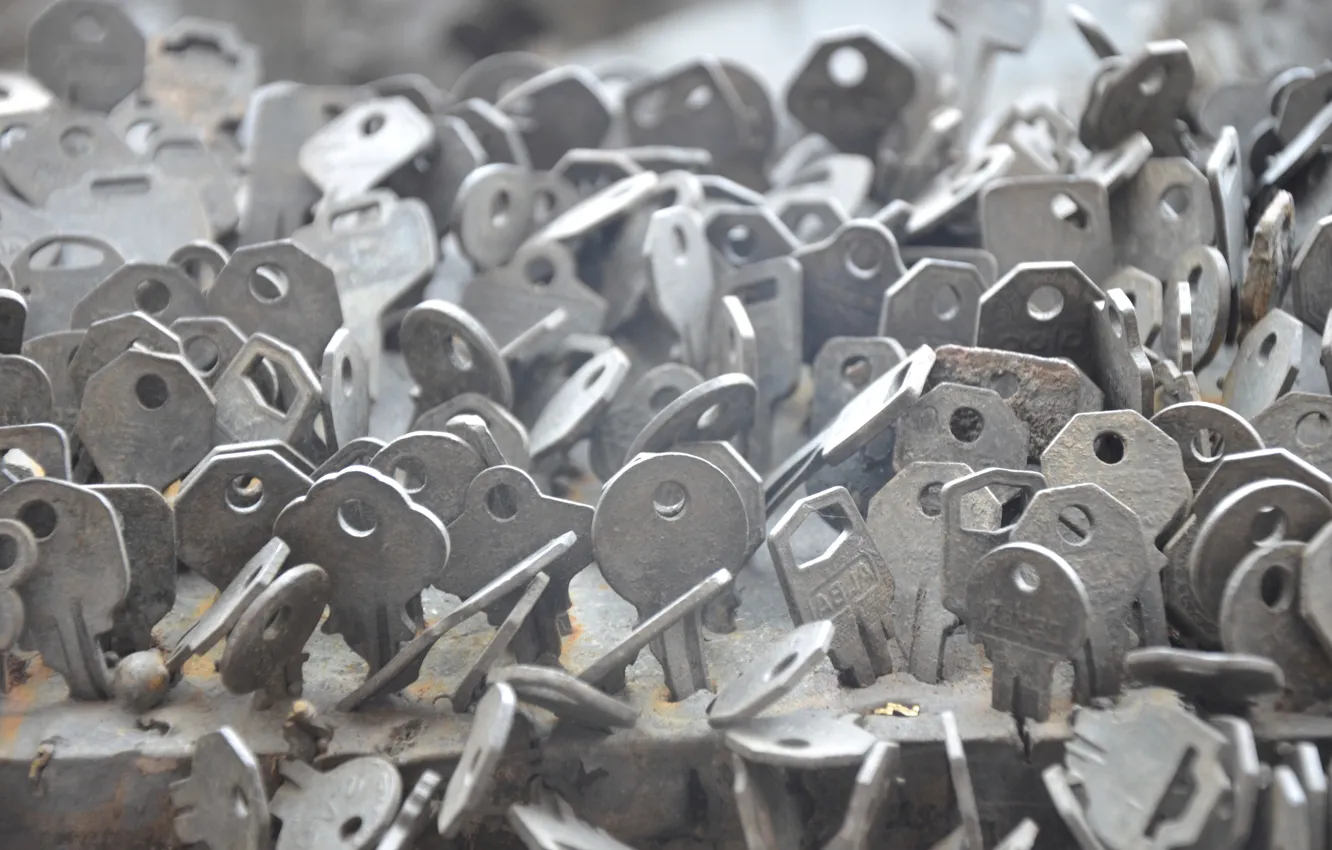 Photo wallpaper metal, keys, sculpture