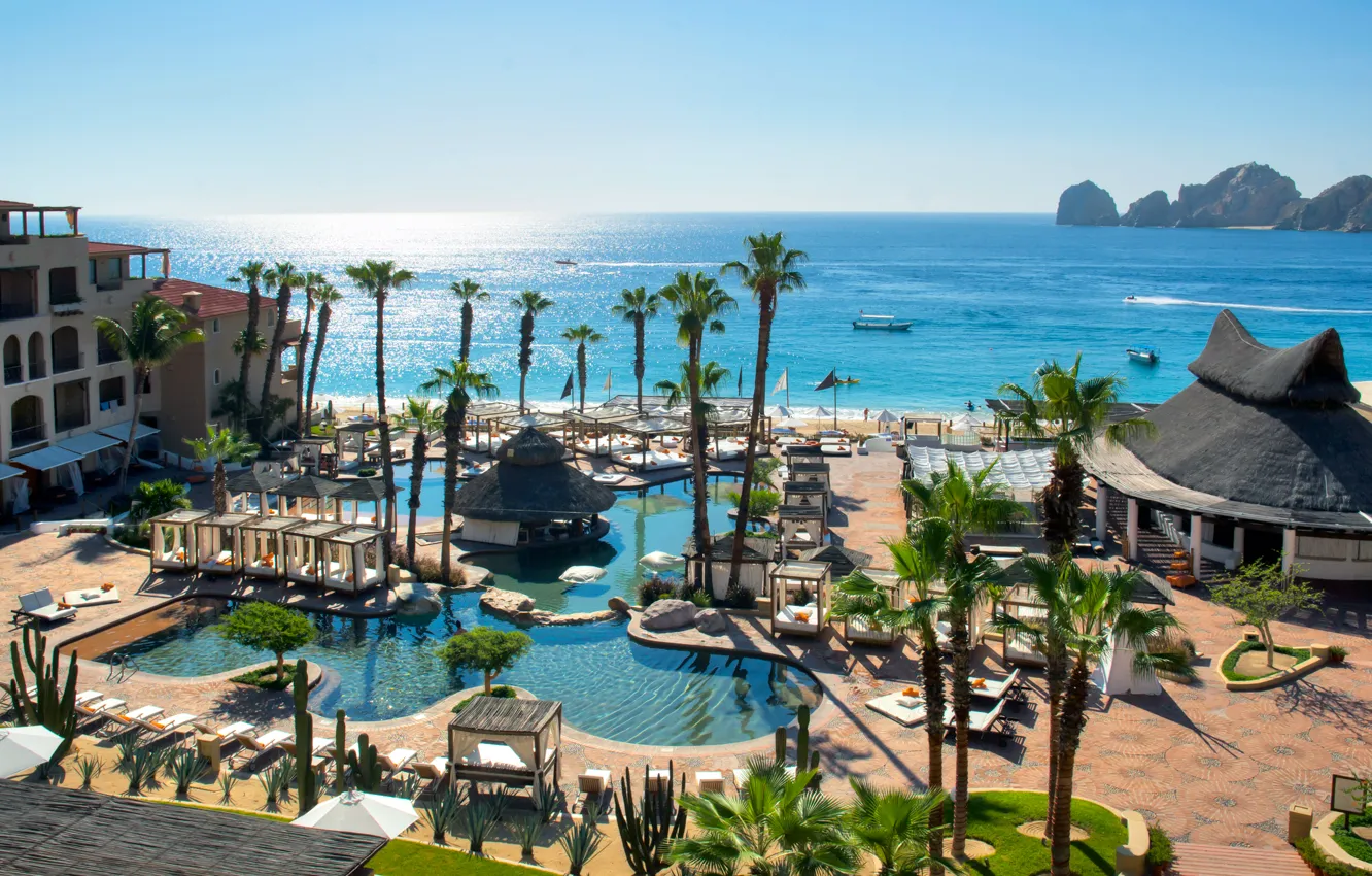 Photo wallpaper palm trees, the ocean, pool, Mexico, resort, Mexico, Cabo San Lucas, Hotel Deals