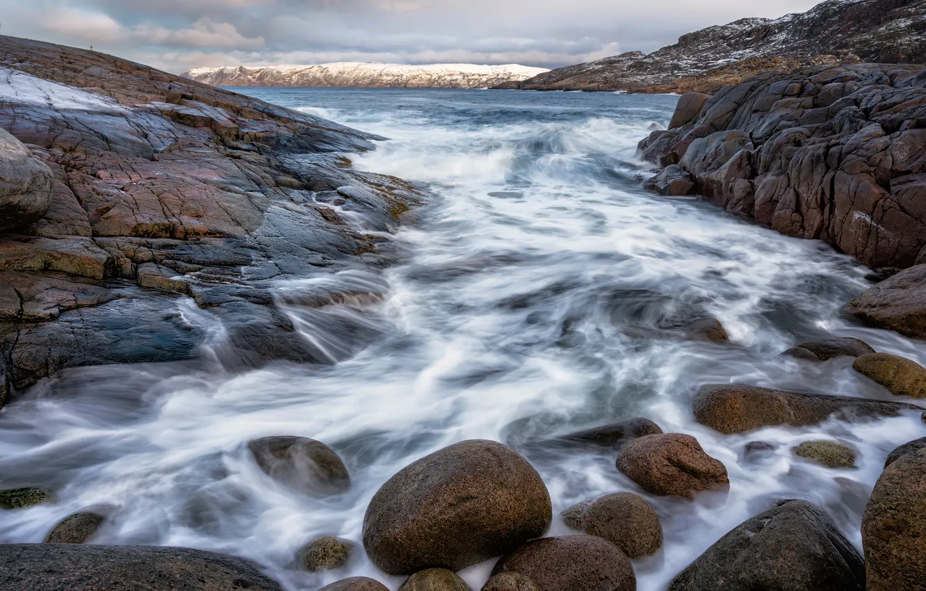 Photo wallpaper river, beauty, thresholds, boulders, Mikhail Kharitonychev