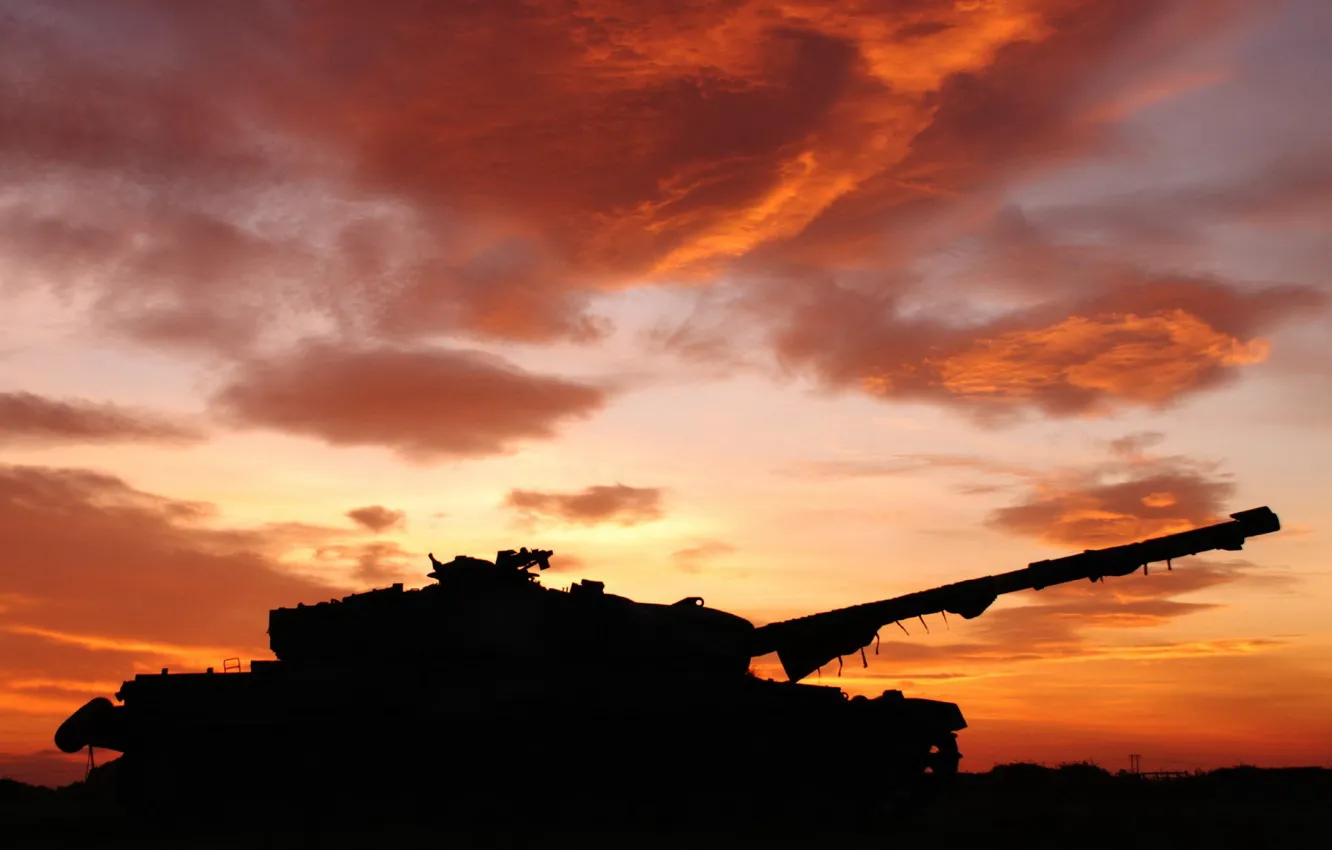 Photo wallpaper sunset, background, tank