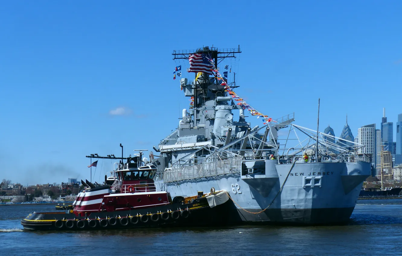 Photo wallpaper battleship, US NAVY, BB-62, USS New Jersey