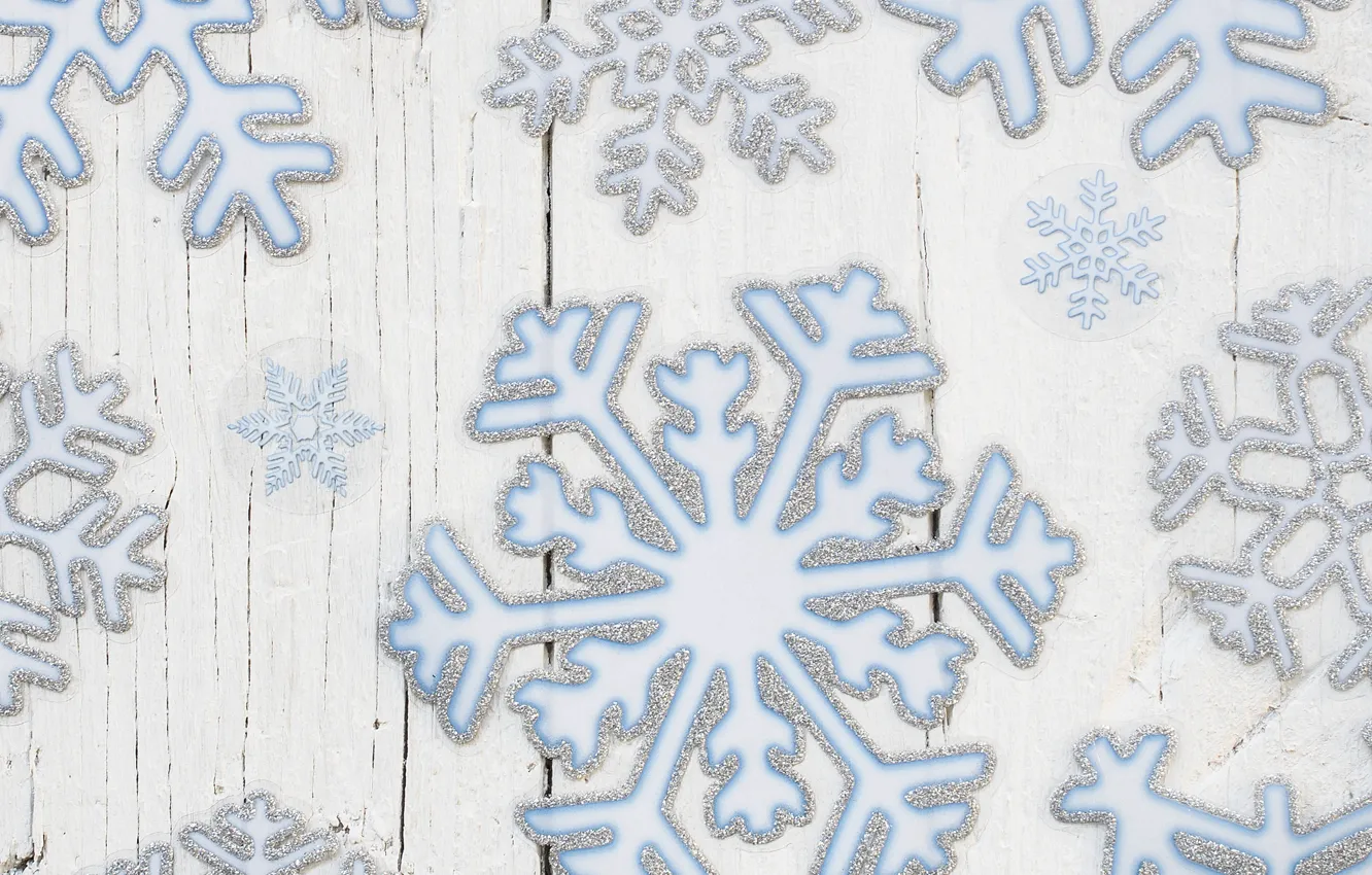 Photo wallpaper snowflakes, texture, wood