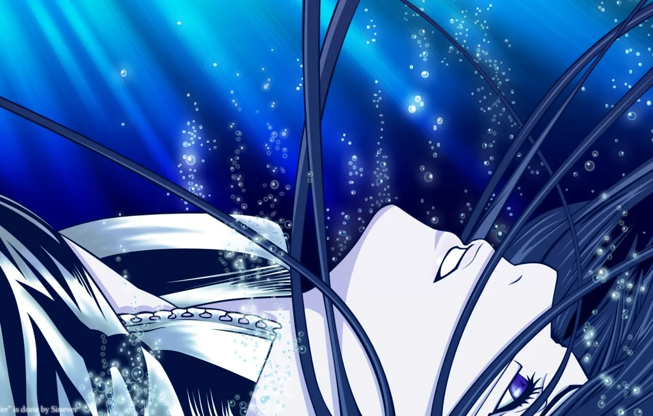 Photo wallpaper girl, bubbles, depth, under water, d.gray-man, Lenalee, Lina