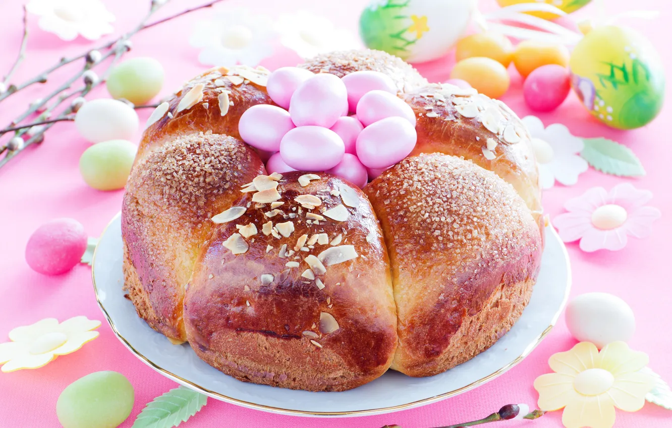 Photo wallpaper eggs, bread, Easter, cake, cake, cakes, Easter, eggs