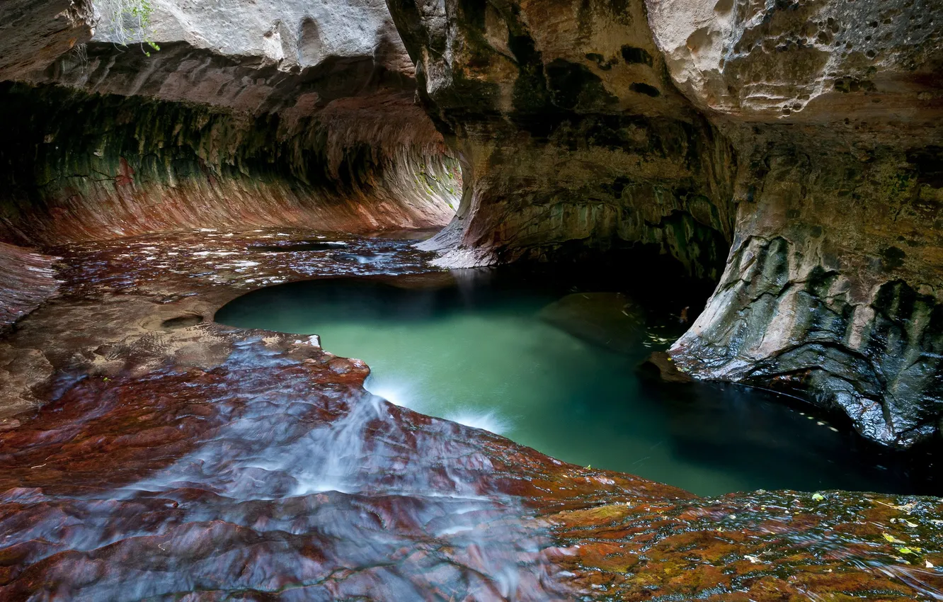 Photo wallpaper lake, paint, canyon, gorge, the tunnel