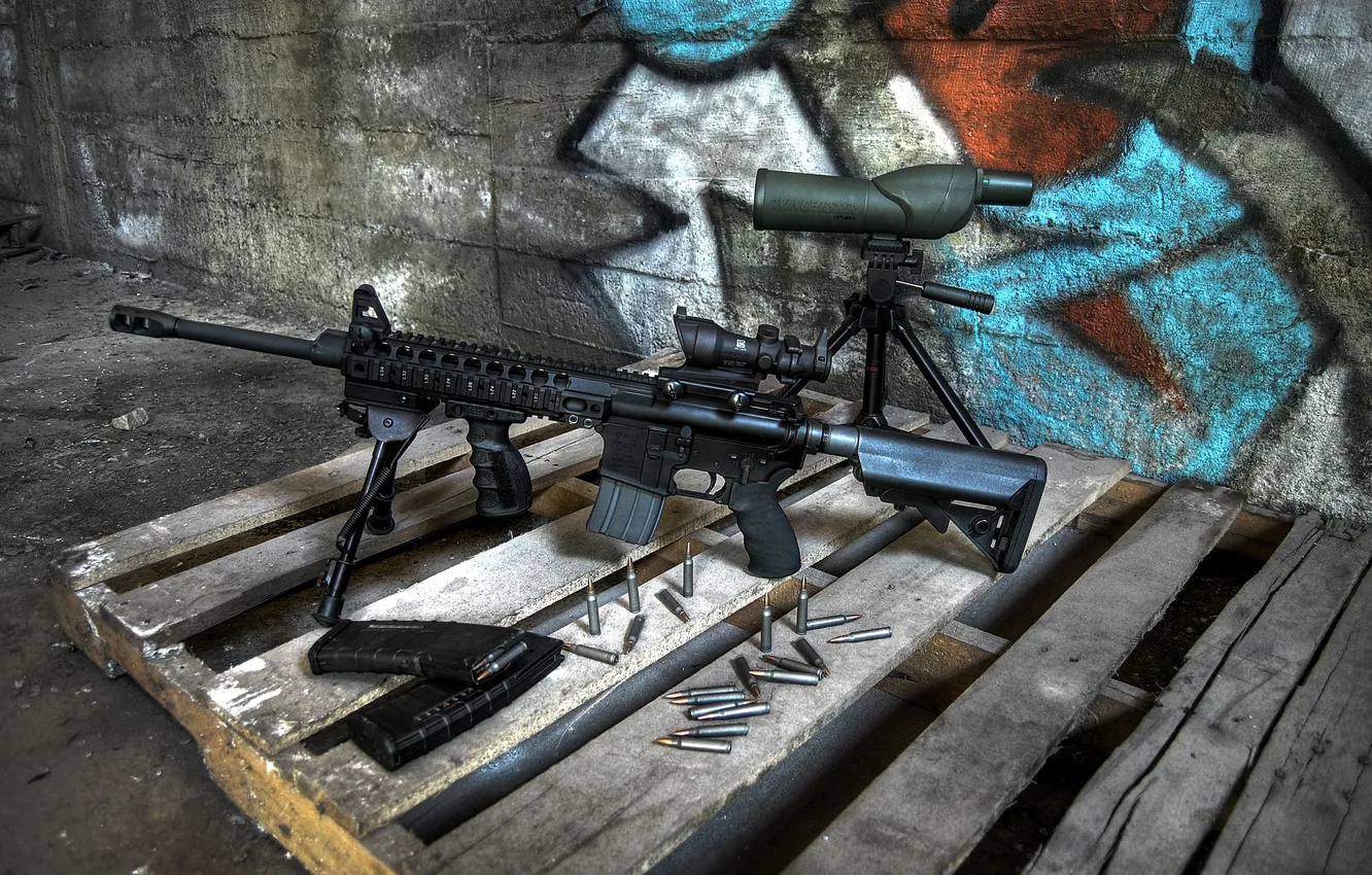 Photo wallpaper weapons, cartridges, rifle, assault, pallet