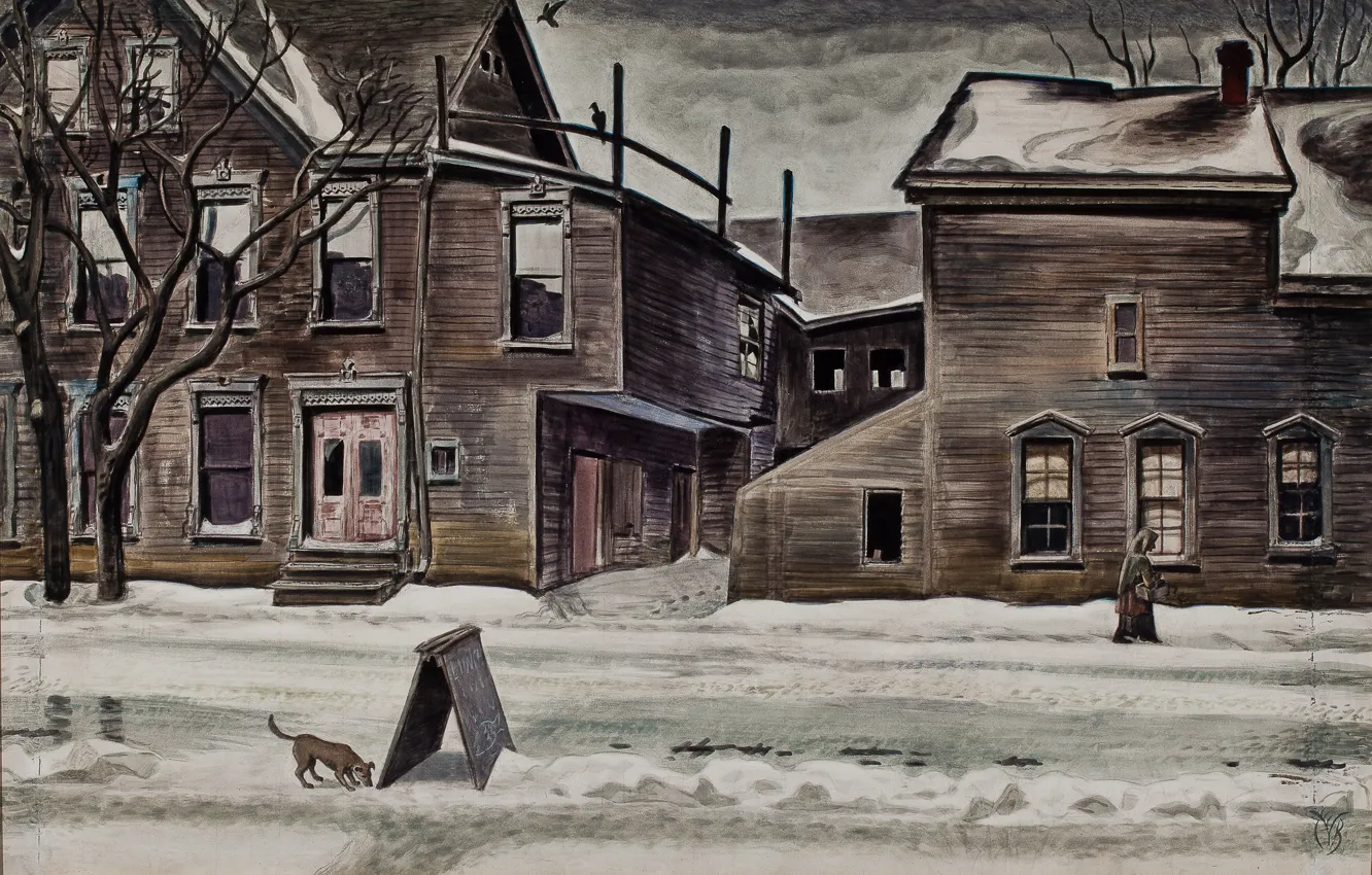 Photo wallpaper Charles Ephraim Burchfield, Old Houses in Winter, 1929-41