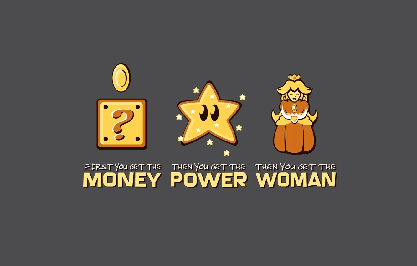Photo wallpaper women, power, money, Mario, super