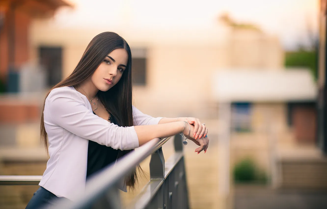 Photo wallpaper look, girl, model, hair, bokeh, Lucie