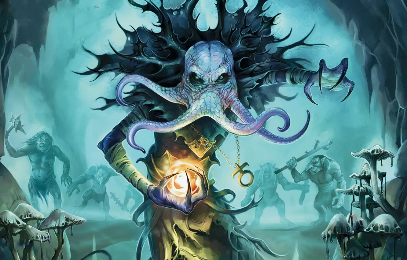 Photo wallpaper mushrooms, cave, Goblin, the illithid