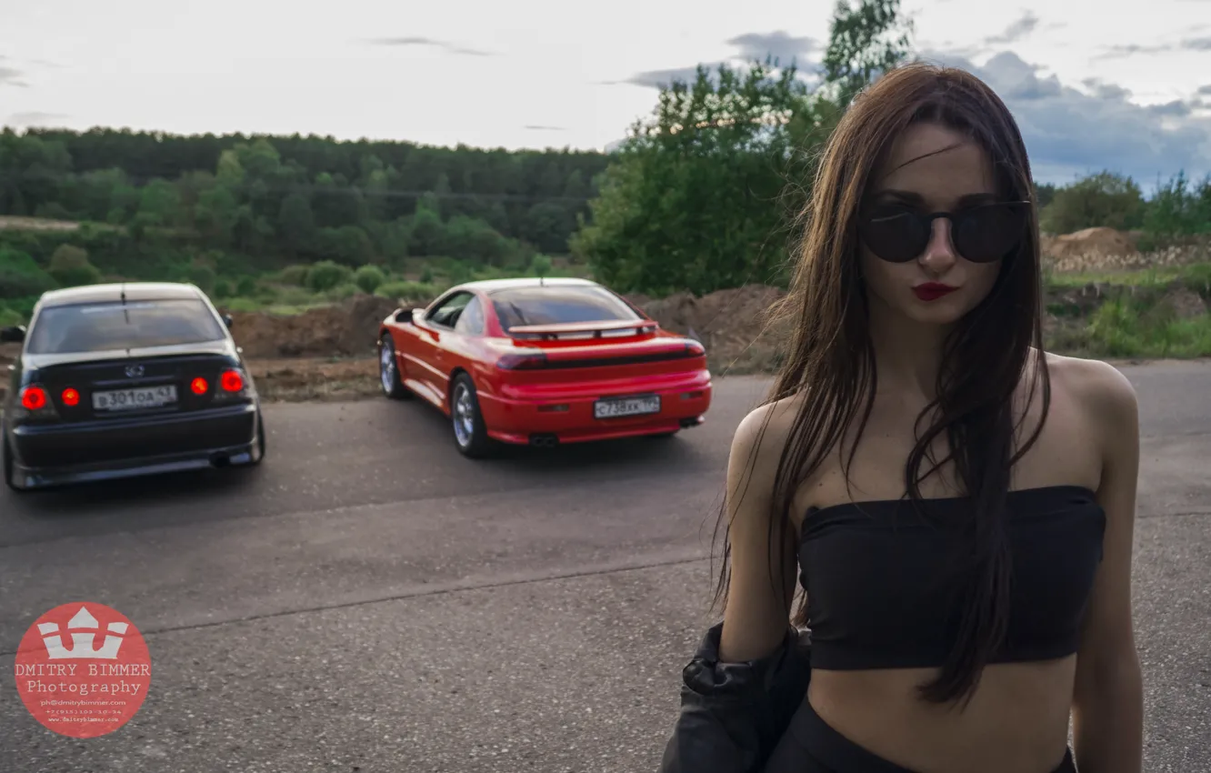 Photo wallpaper car, Lexus, girl, Sony, night, Moscow, low, Alena