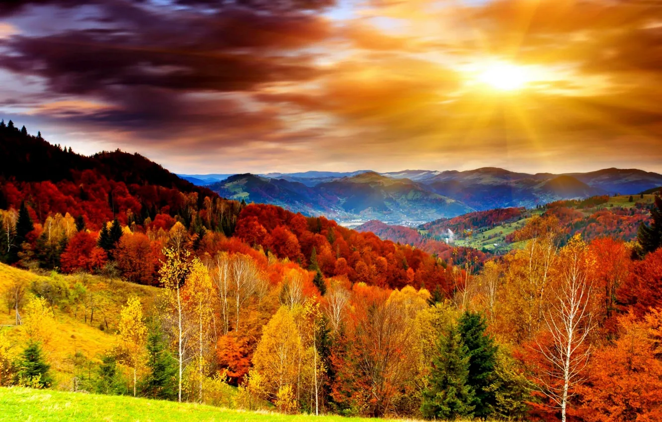 Photo wallpaper landscape, nature, autumn
