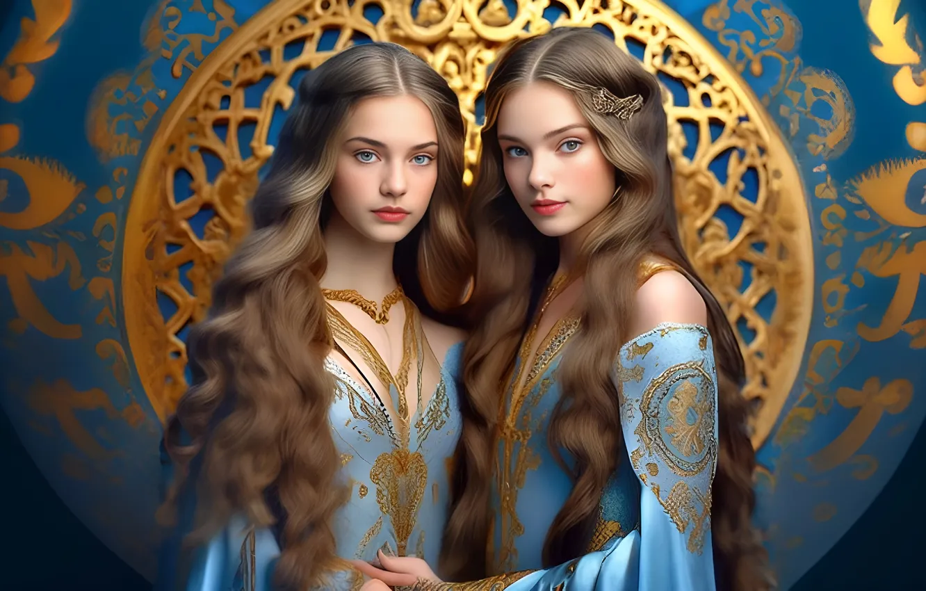 Photo wallpaper beauty, Princess, sisters