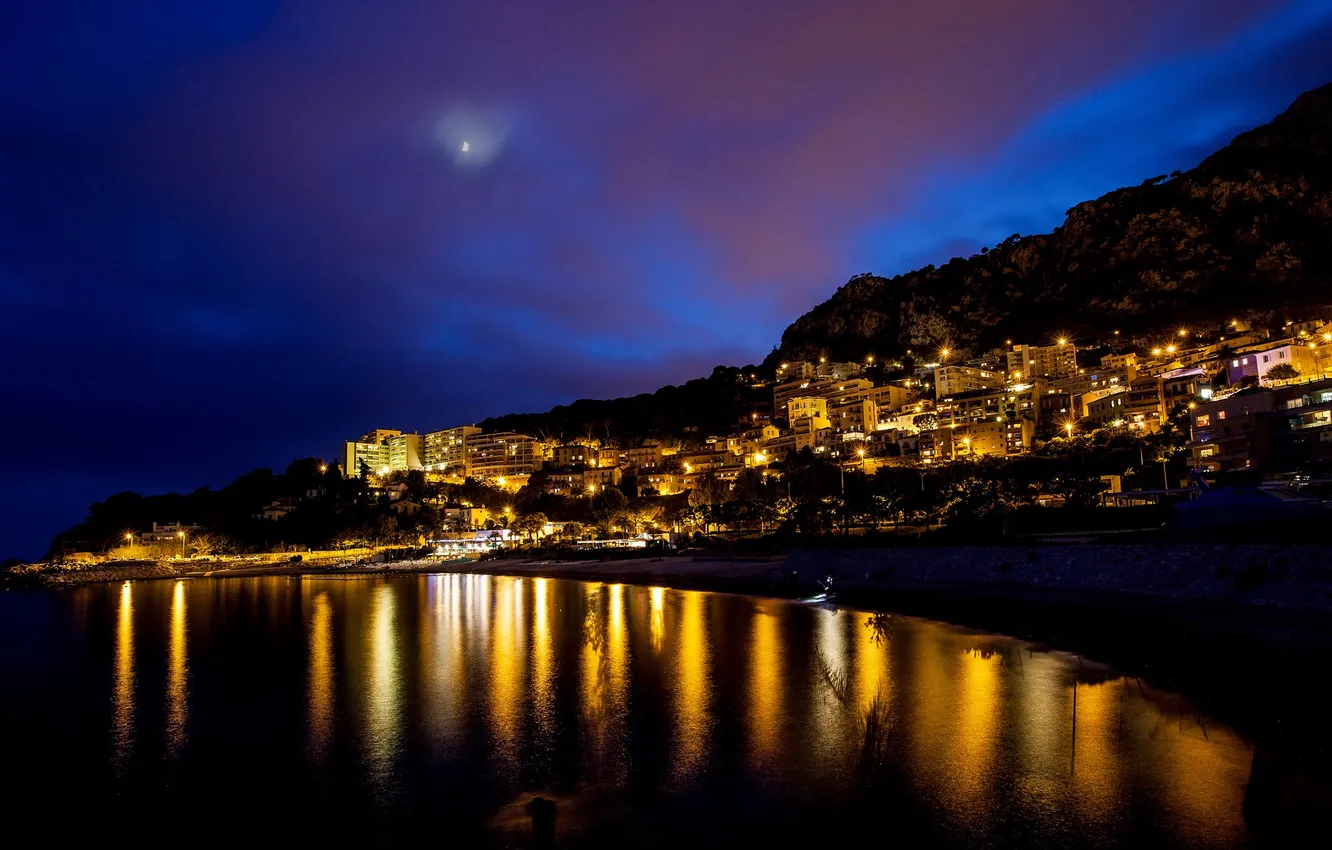 Photo wallpaper night, home, France, Mountain., Cap-d ail, Cap-d'ail.