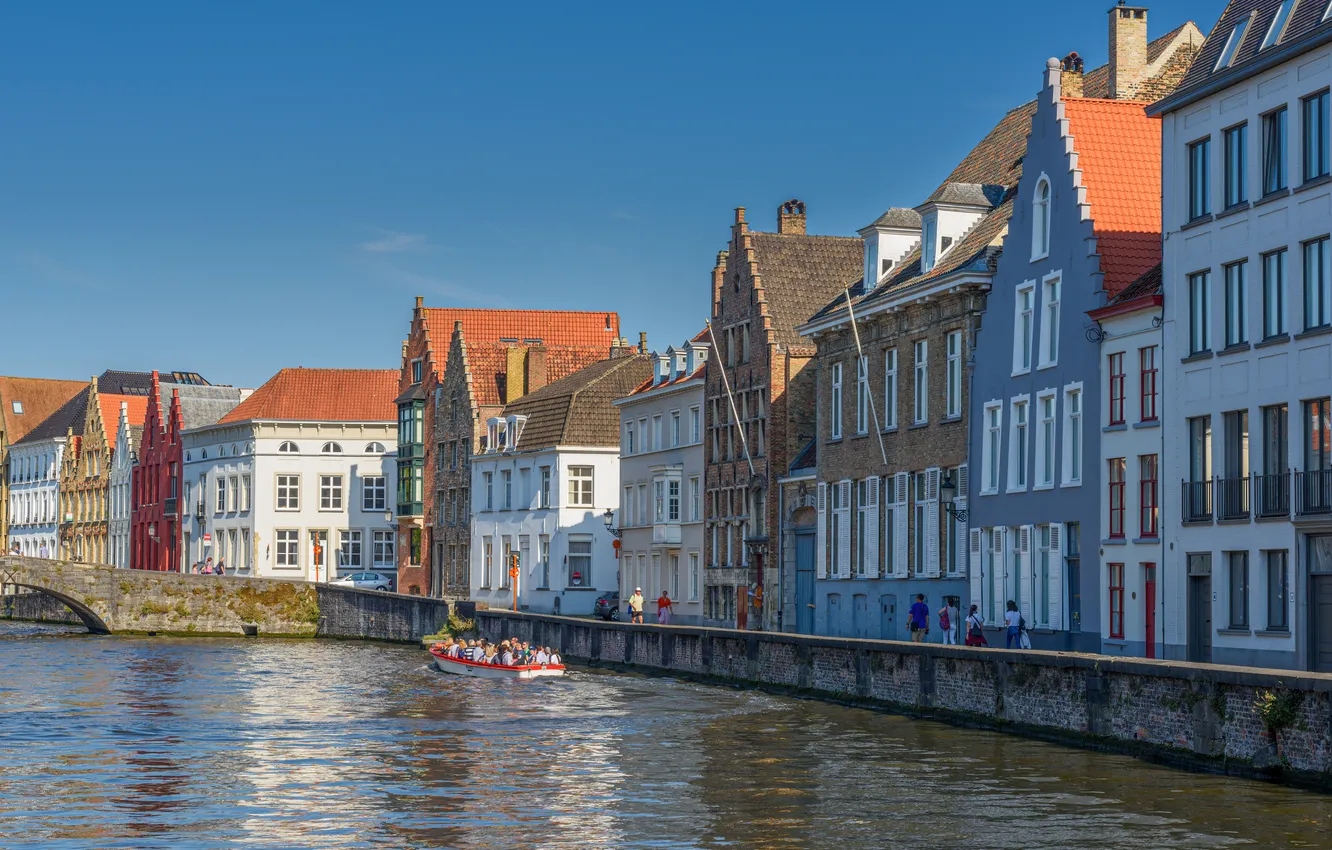 Photo wallpaper home, Belgium, Bruges, water channel