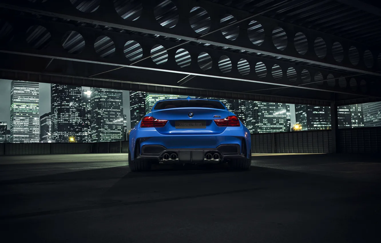 Photo wallpaper BMW, City, Blue, Vorsteiner, Widebody, Rear, Photoshoot, Nigth