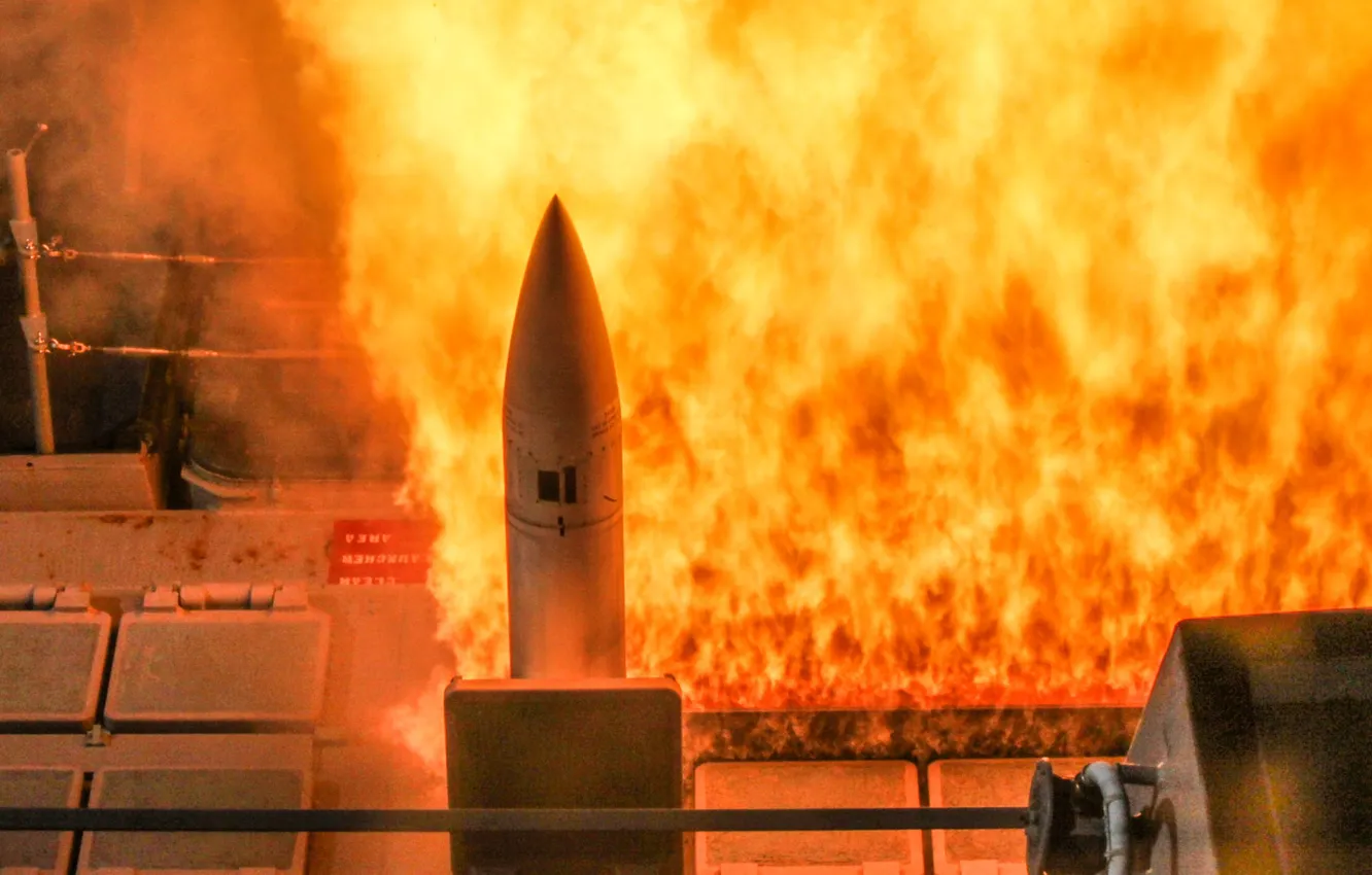Photo wallpaper mine, warship, Rocket launch
